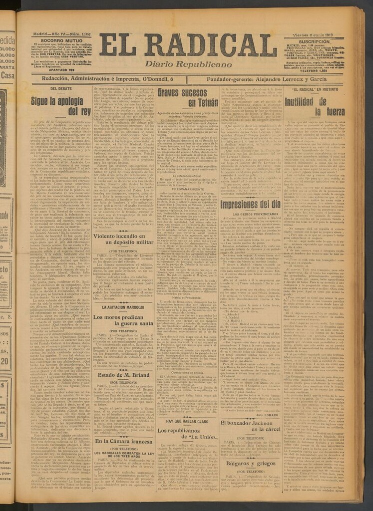 Miniatura de El Radical: diario republicano del 6 de junio de 1913