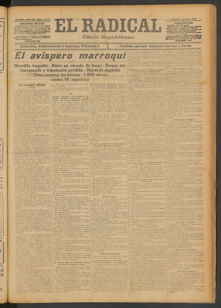 Miniatura de El Radical: diario republicano del 14 de junio de 1913