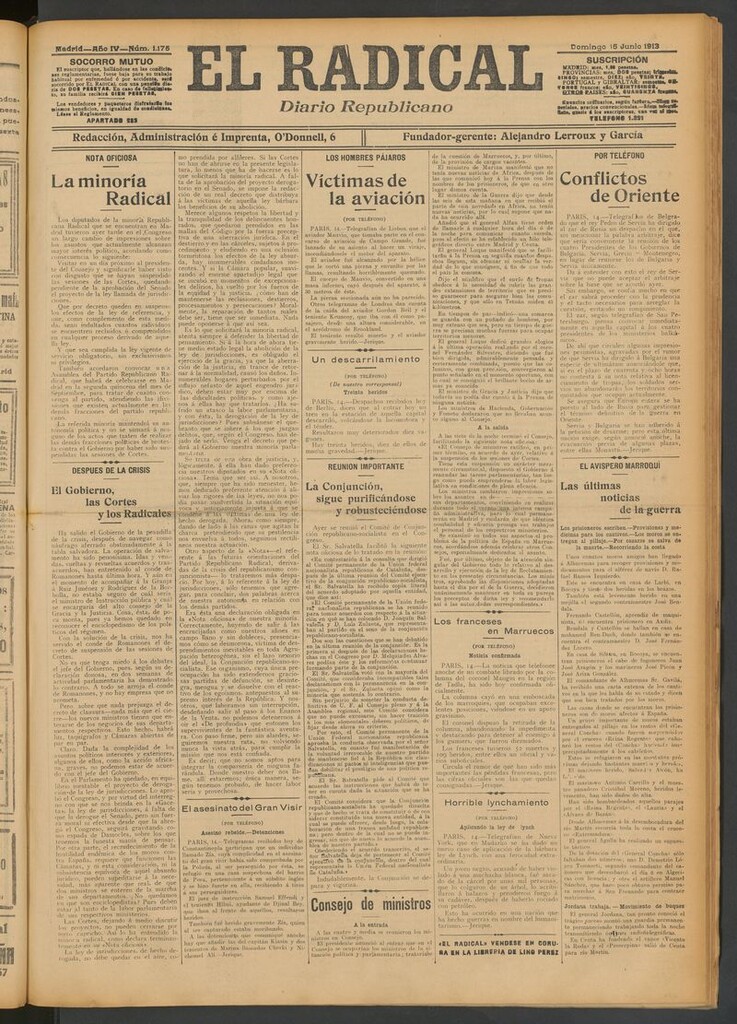 Miniatura de El Radical: diario republicano del 15 de junio de 1913