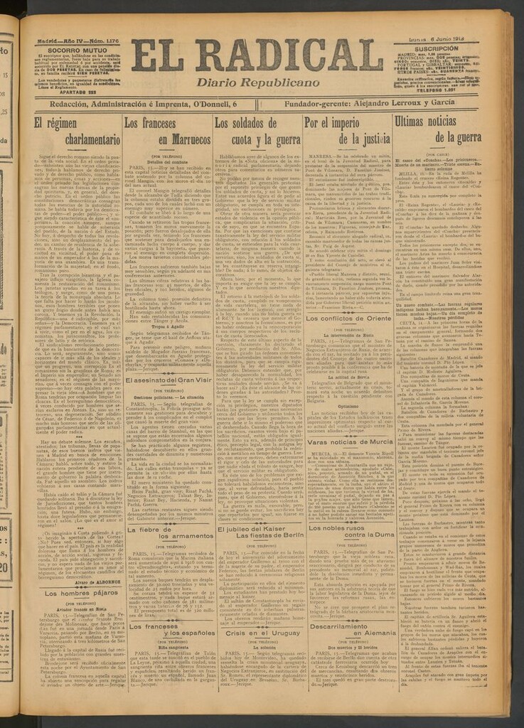 Miniatura de El Radical: diario republicano del 16 de junio de 1913