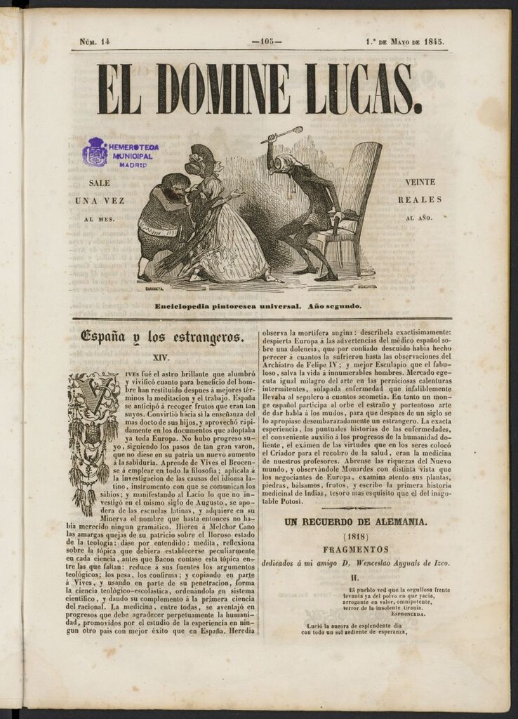 Miniatura de El Domine Lucas: enciclopedia pintoresca universal del 1 de mayo de 1845, nº 14