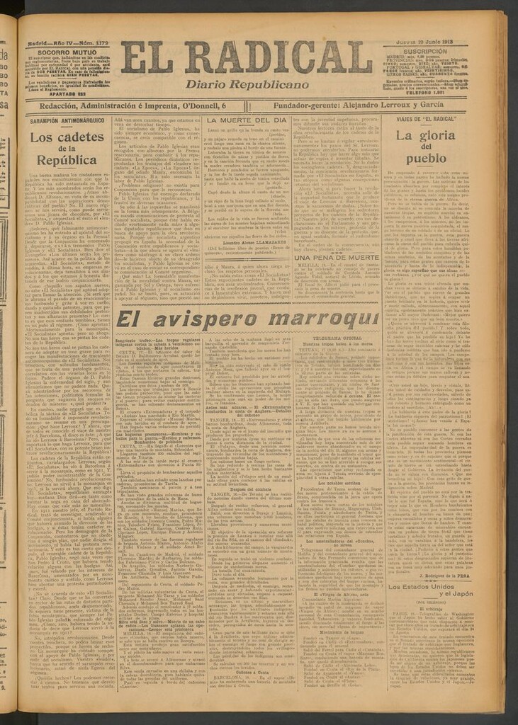 Miniatura de El Radical: diario republicano del 19 de junio de 1913