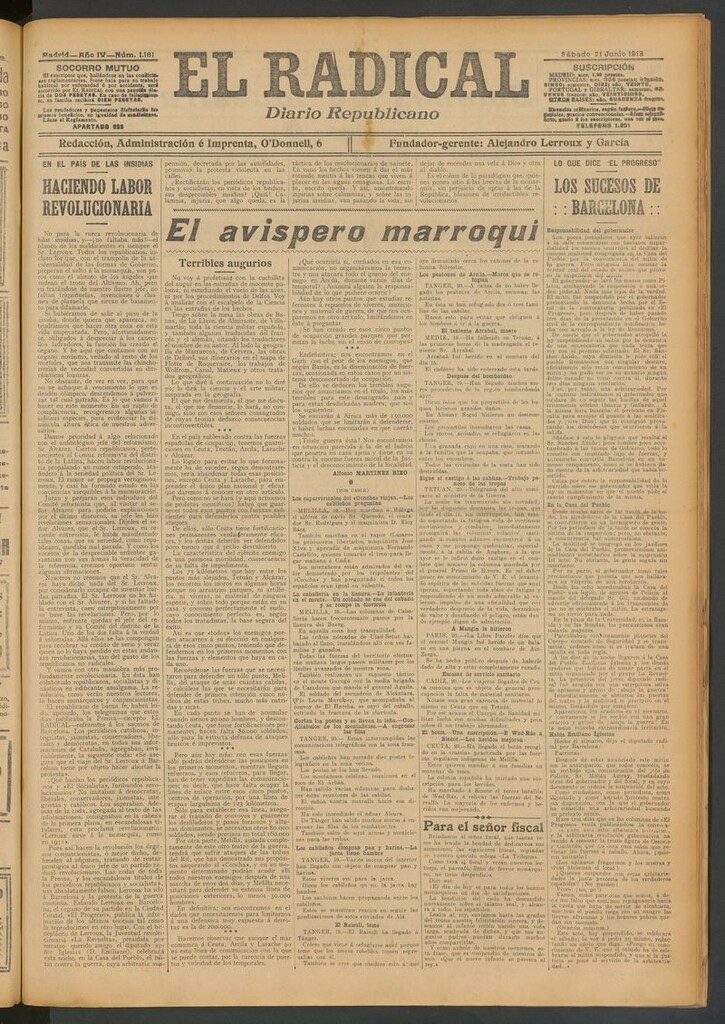 Miniatura de El Radical: diario republicano del 21 de junio de 1913