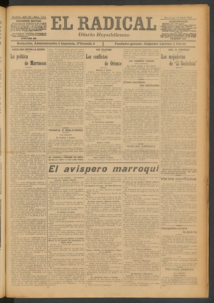 Miniatura de El Radical: diario republicano del 22 de junio de 1913