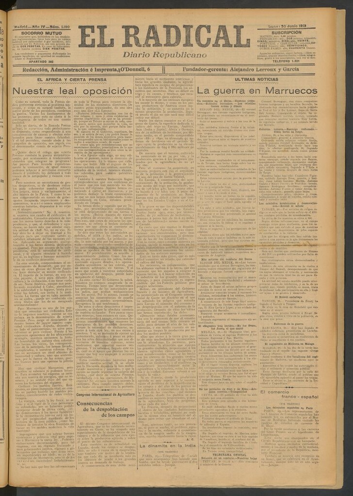 Miniatura de El Radical: diario republicano del 30 de junio de 1913