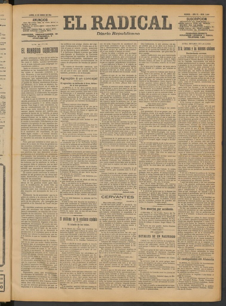 Miniatura de El Radical: diario republicano del 10 de enero de 1916