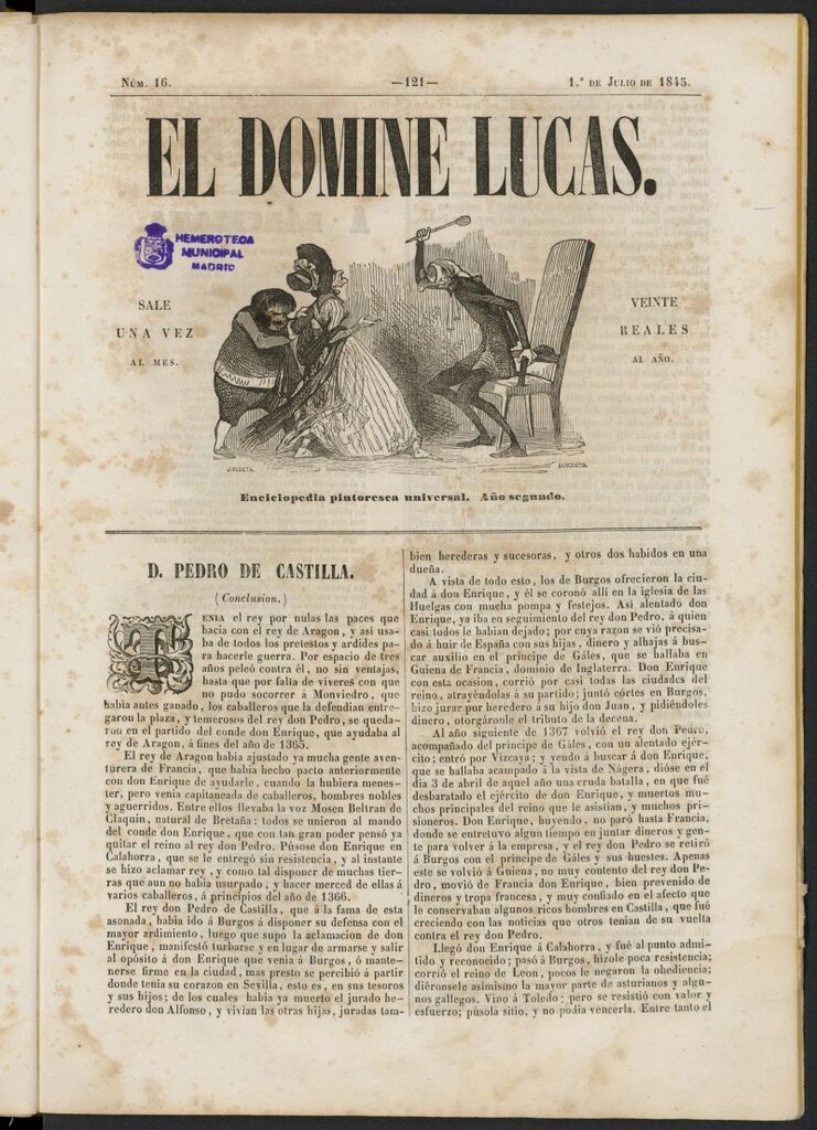 Miniatura de El Domine Lucas: enciclopedia pintoresca universal del 1 de julio de 1845, nº 16