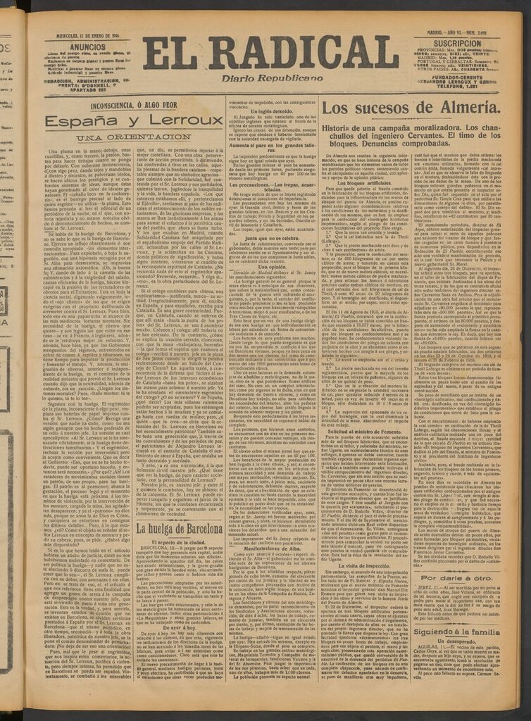 Miniatura de El Radical: diario republicano del 12 de enero de 1916