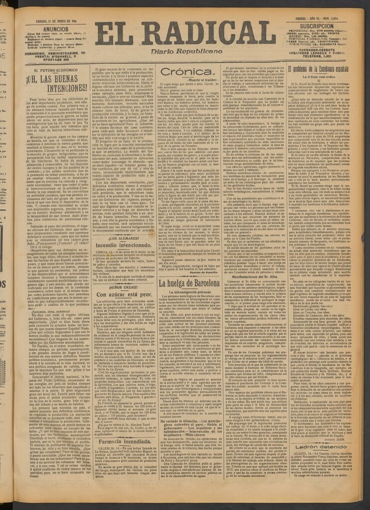 Miniatura de El Radical: diario republicano del 15 de enero de 1916
