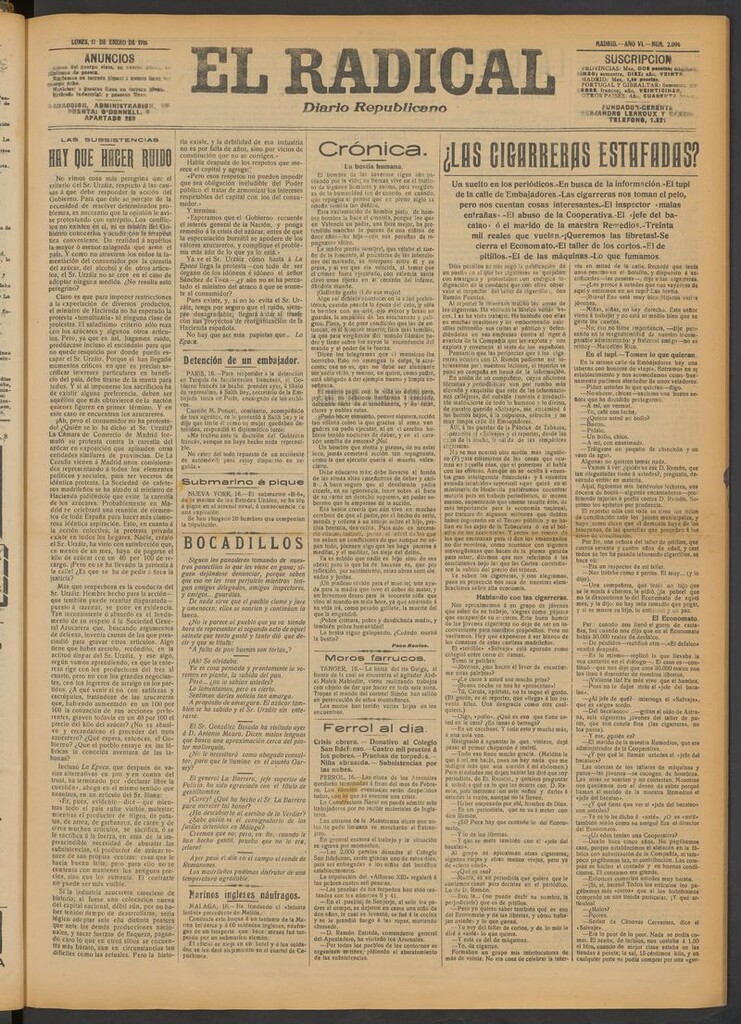 Miniatura de El Radical: diario republicano del 17 de enero de 1916