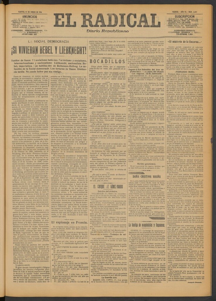 Miniatura de El Radical: diario republicano del 18 de enero de 1916