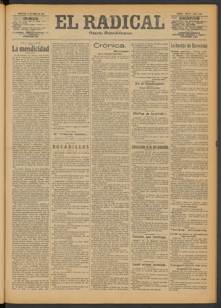 Miniatura de El Radical: diario republicano del 19 de enero de 1916