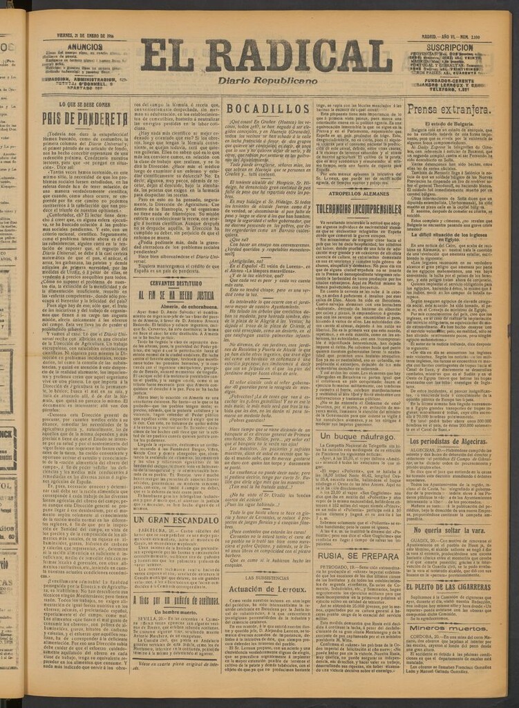 Miniatura de El Radical: diario republicano del 21 de enero de 1916