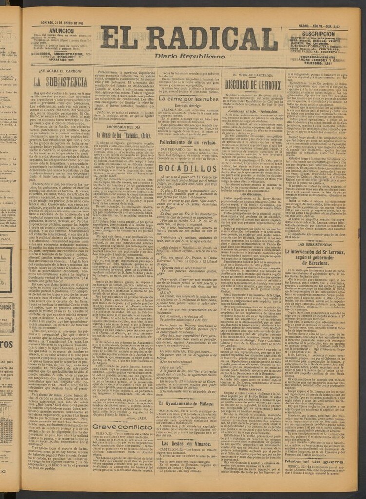 Miniatura de El Radical: diario republicano del 23 de enero de 1916