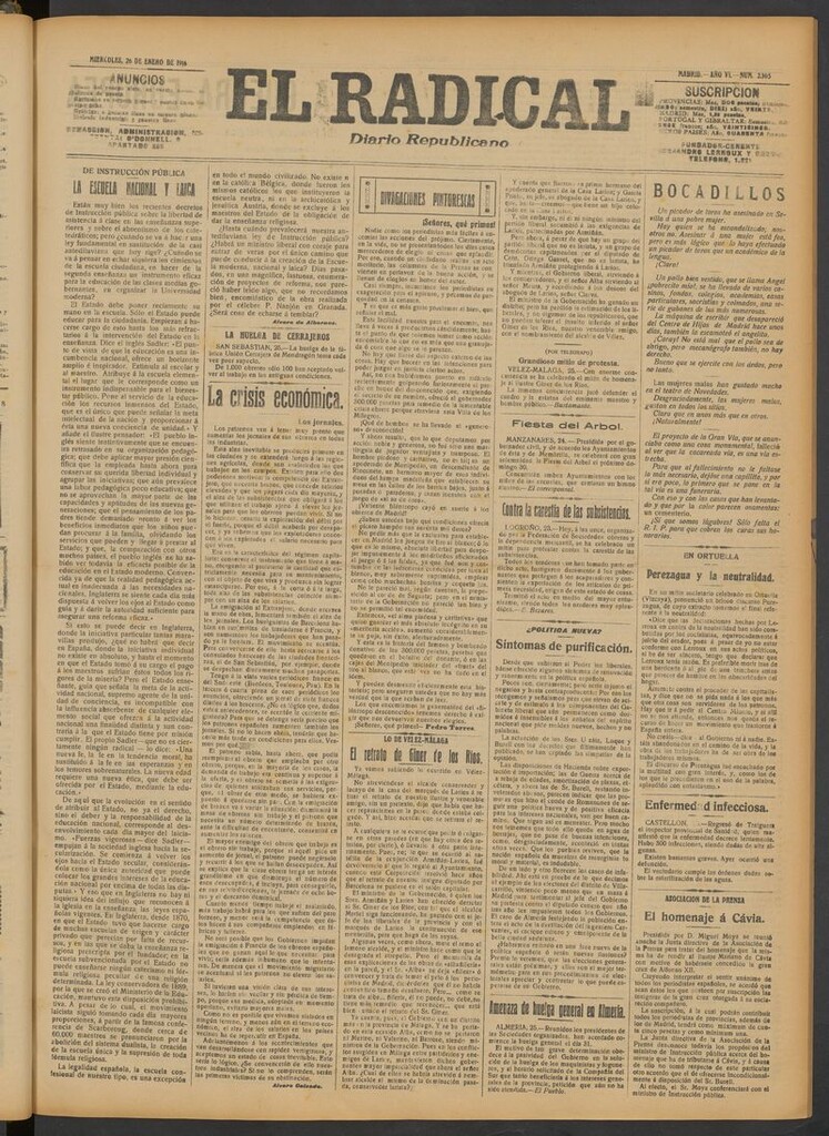 Miniatura de El Radical: diario republicano del 26 de enero de 1916