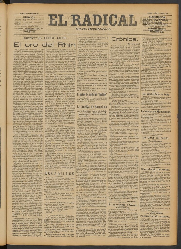 Miniatura de El Radical: diario republicano del 27 de enero de 1916