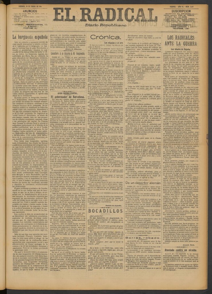Miniatura de El Radical: diario republicano del 28 de enero de 1916