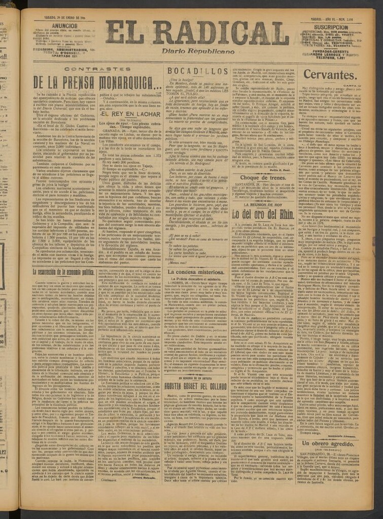 Miniatura de El Radical: diario republicano del 29 de enero de 1916