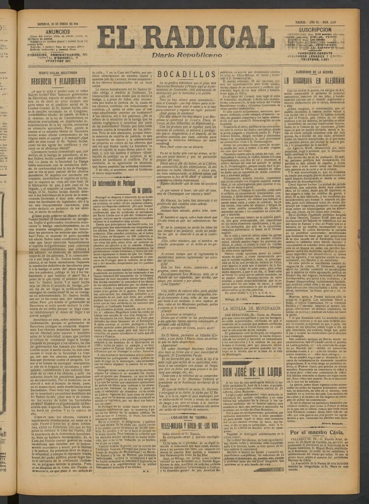 Miniatura de El Radical: diario republicano del 30 de enero de 1916