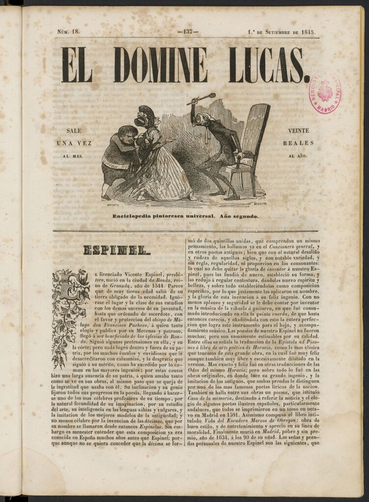Miniatura de El Domine Lucas: enciclopedia pintoresca universal del 1 de septiembre de 1845, nº 18