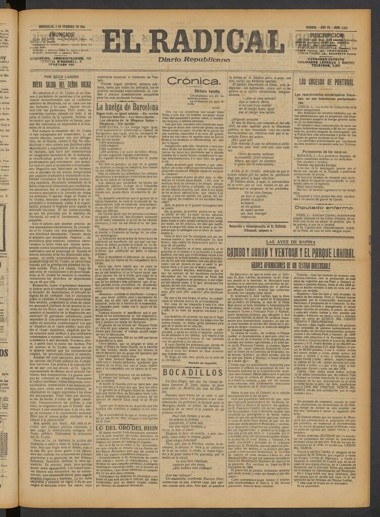 Miniatura de El Radical: diario republicano del 2 de febrero de 1916