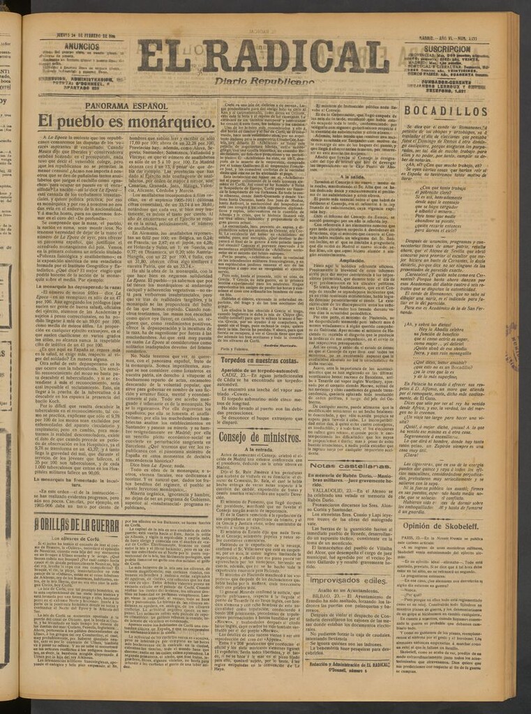 Miniatura de El Radical: diario republicano del 24 de febrero de 1916