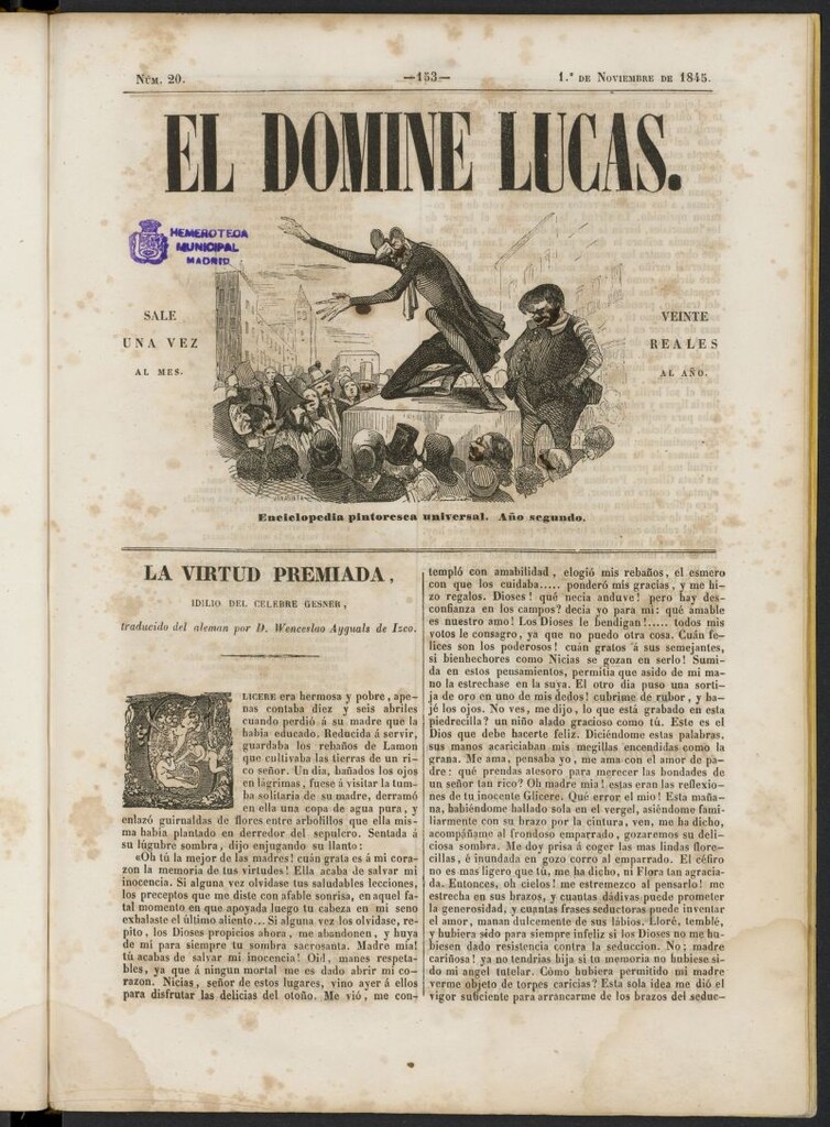 Miniatura de El Domine Lucas: enciclopedia pintoresca universal del 1 de noviembre de 1845, nº 20