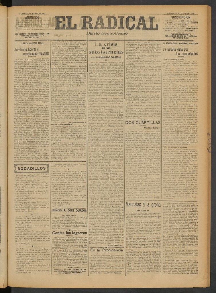 Miniatura de El Radical: diario republicano del 4 de marzo de 1916