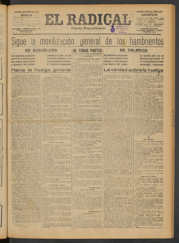 Miniatura de El Radical: diario republicano del 7 de marzo de 1916