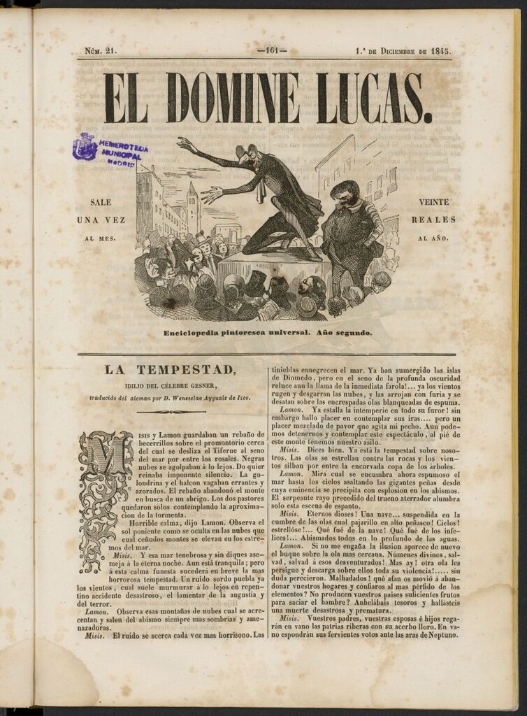 Miniatura de El Domine Lucas: enciclopedia pintoresca universal del 1 de diciembre de 1845, nº 21