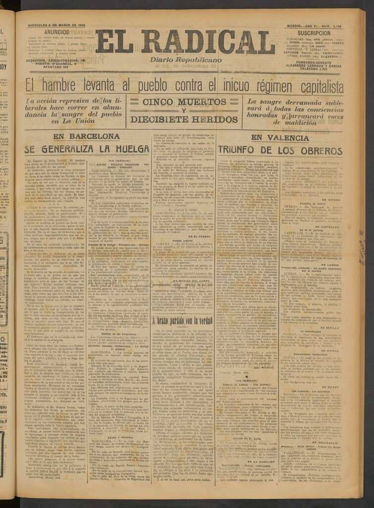 Miniatura de El Radical: diario republicano del 8 de marzo de 1916