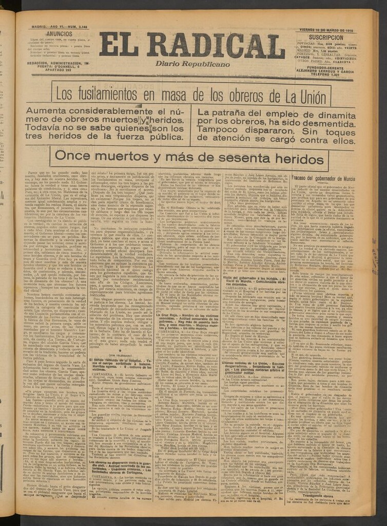 Miniatura de El Radical: diario republicano del 10 de marzo de 1916