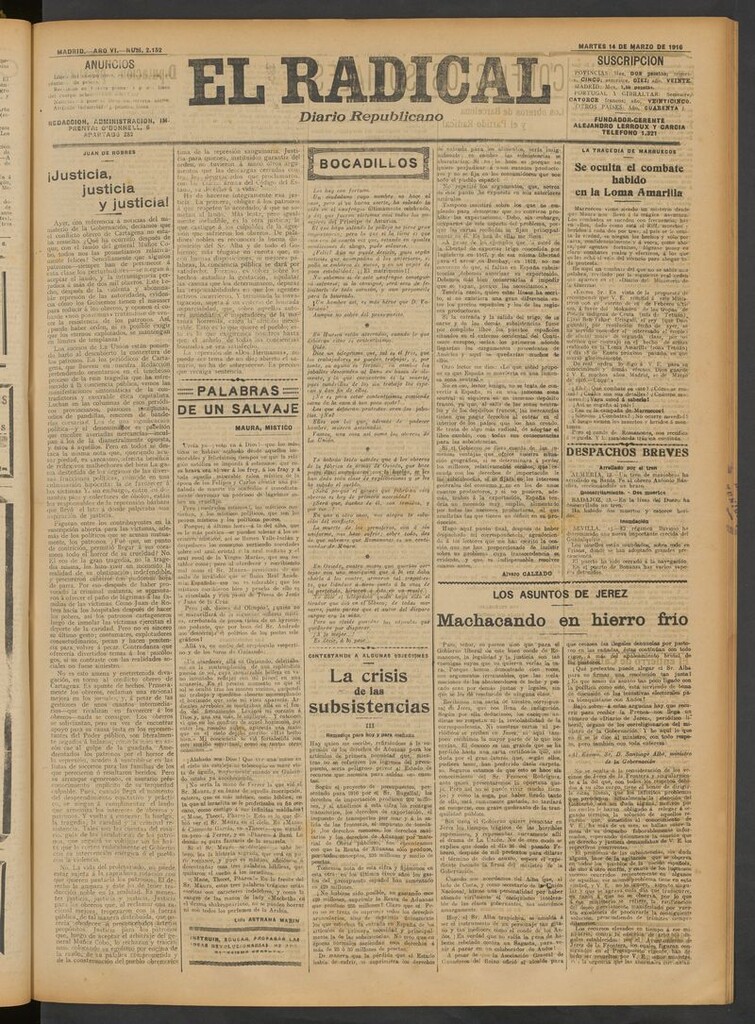 Miniatura de El Radical: diario republicano del 14 de marzo de 1916