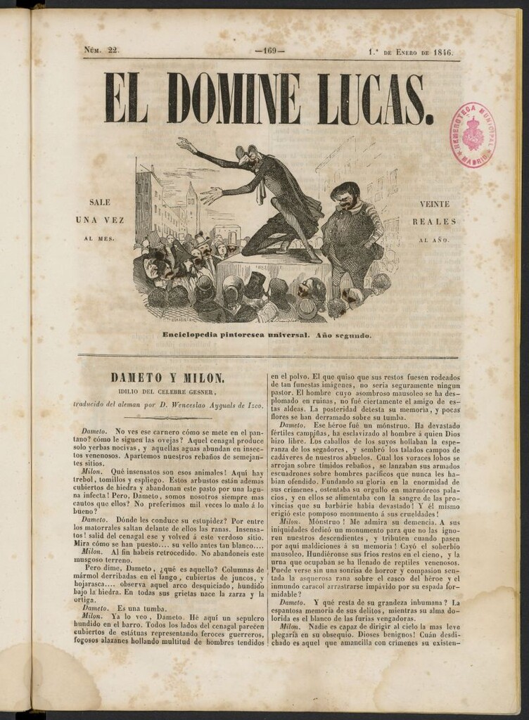 Miniatura de El Domine Lucas: enciclopedia pintoresca universal del 1 de enero de 1846, nº 22