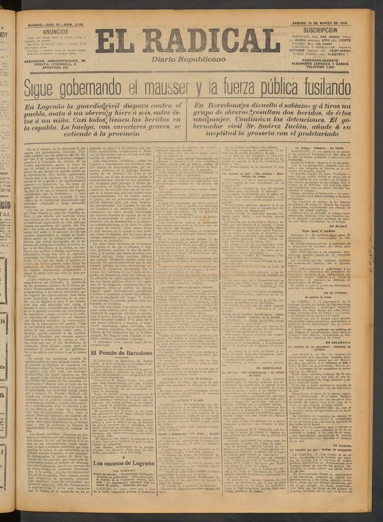 Miniatura de El Radical: diario republicano del 18 de marzo de 1916