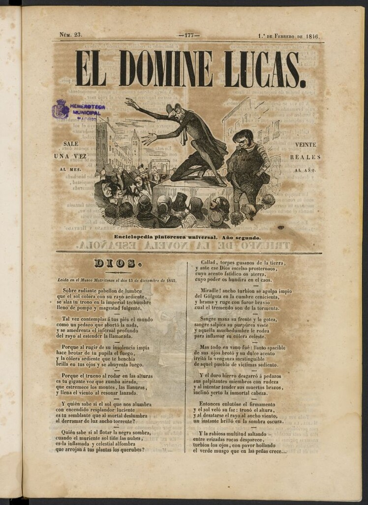 Miniatura de El Domine Lucas: enciclopedia pintoresca universal del 1 de febrero de 1846, nº 23