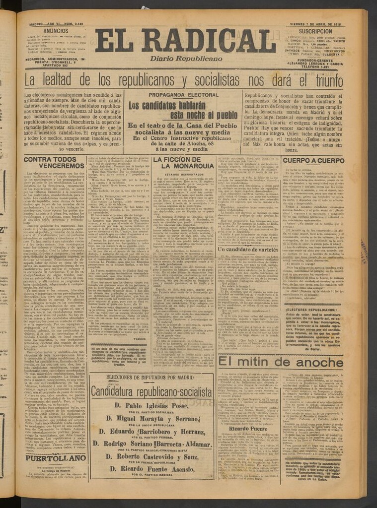 Miniatura de El Radical: diario republicano del 7 de abril de 1916