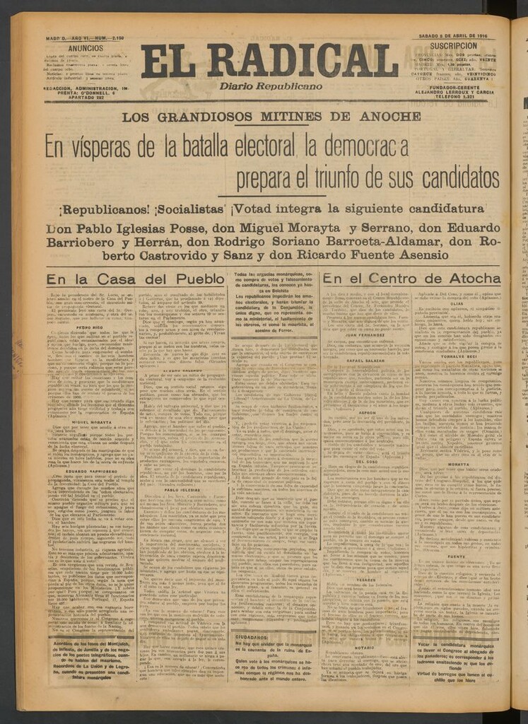 Miniatura de El Radical: diario republicano del 8 de abril de 1916