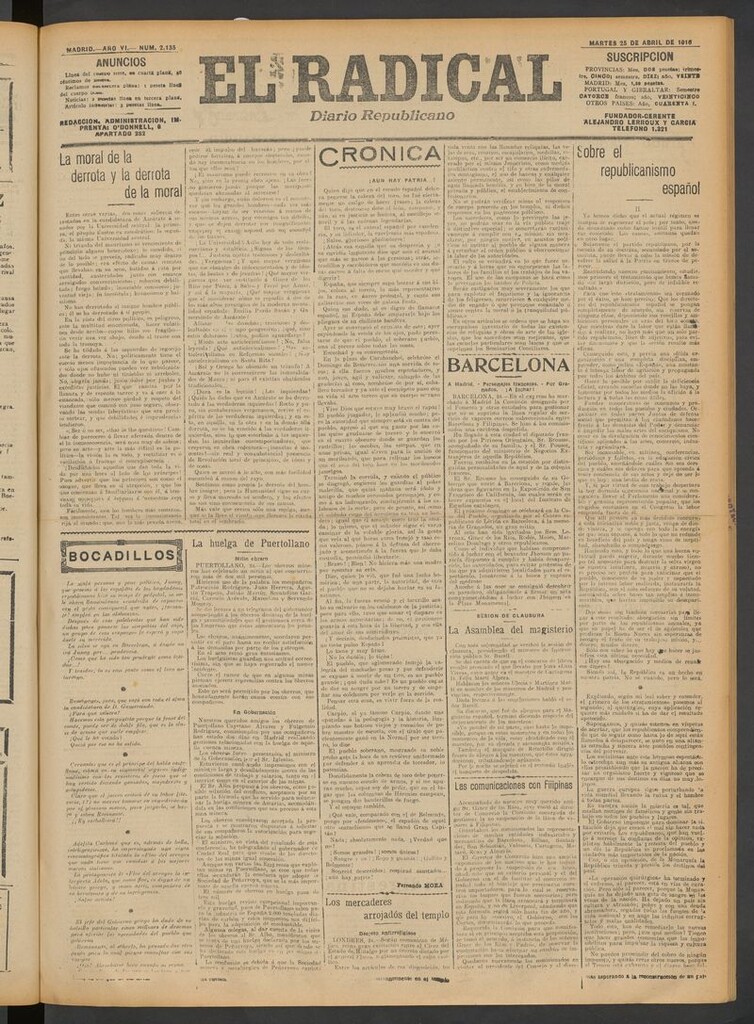 Miniatura de El Radical: diario republicano del 25 de abril de 1916