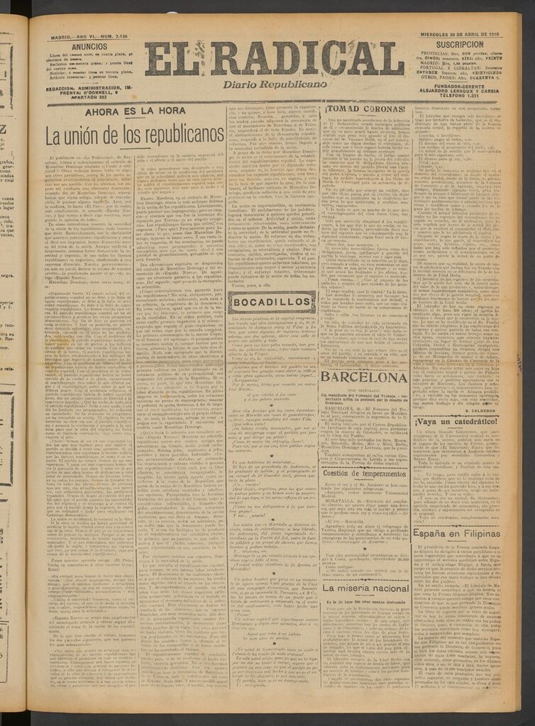 Miniatura de El Radical: diario republicano del 26 de abril de 1916