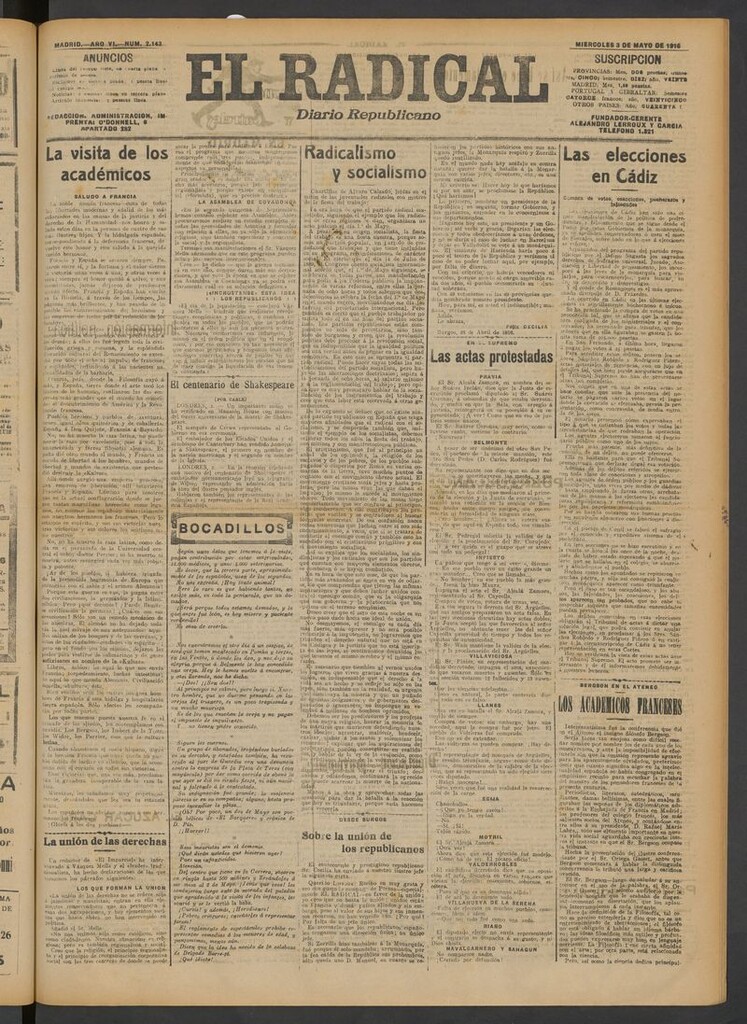 Miniatura de El Radical: diario republicano del 3 de mayo de 1916