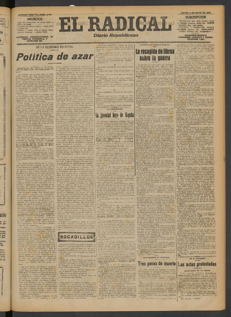 Miniatura de El Radical: diario republicano del 4 de mayo de 1916