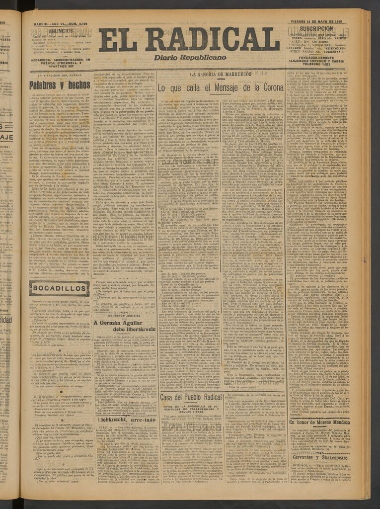 Miniatura de El Radical: diario republicano del 12 de mayo de 1916