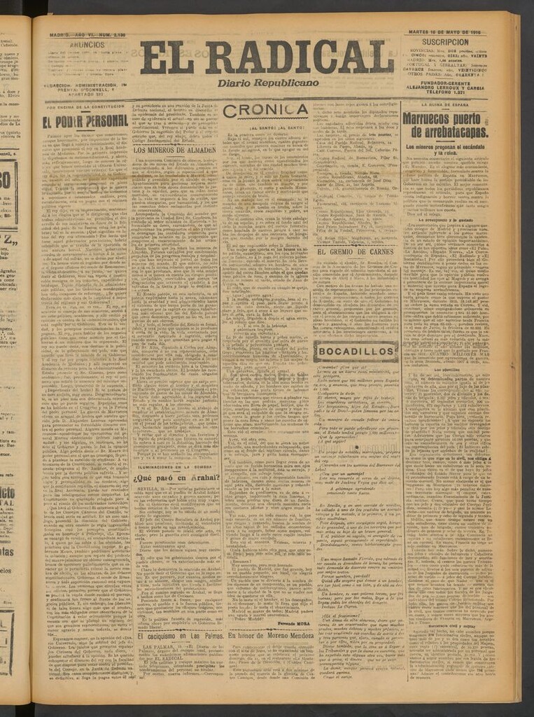 Miniatura de El Radical: diario republicano del 16 de mayo de 1916
