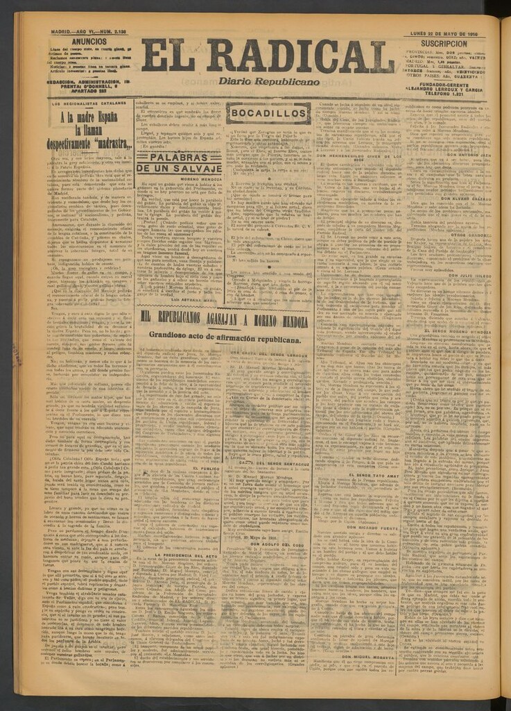 Miniatura de El Radical: diario republicano del 22 de mayo de 1916