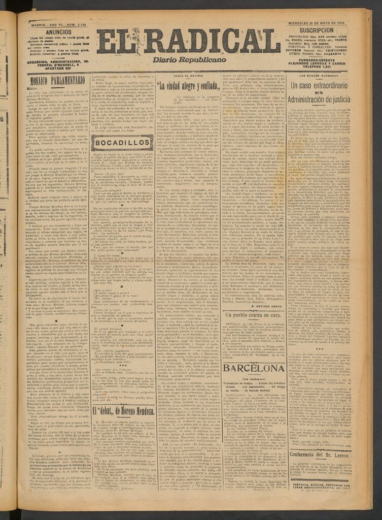 Miniatura de El Radical: diario republicano del 24 de mayo de 1916