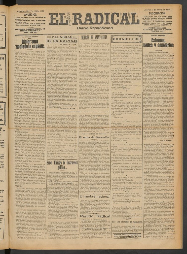 Miniatura de El Radical: diario republicano del 25 de mayo de 1916