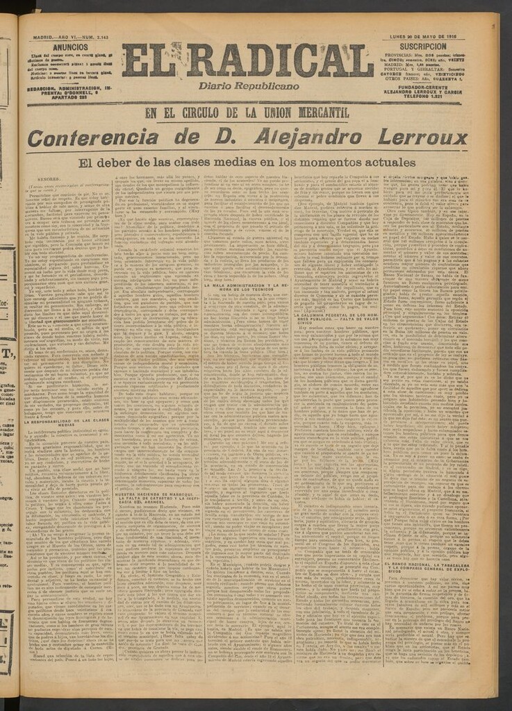 Miniatura de El Radical: diario republicano del 29 de mayo de 1916