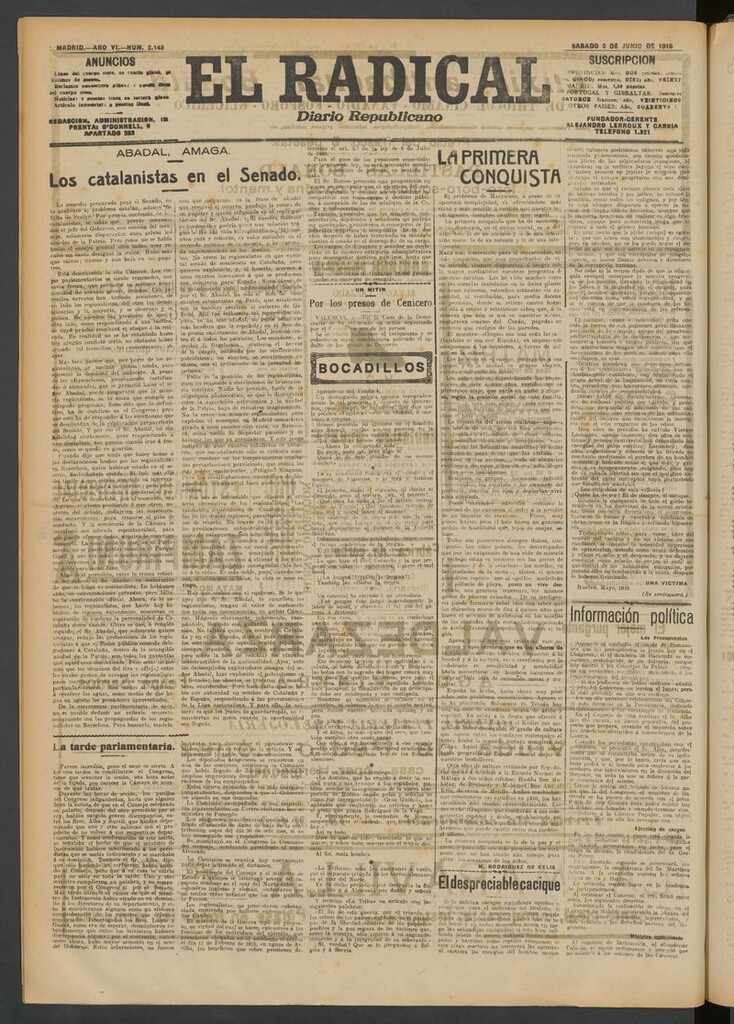 Miniatura de El Radical: diario republicano del 3 de junio de 1916
