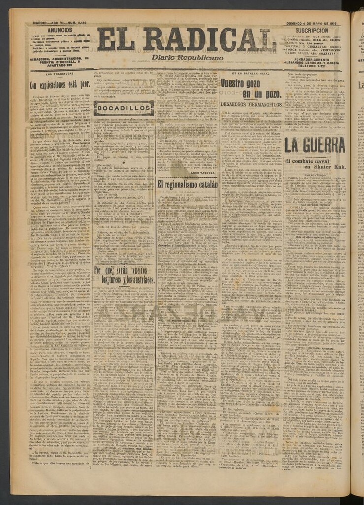Miniatura de El Radical: diario republicano del 4 de mayo [sic] de 1916